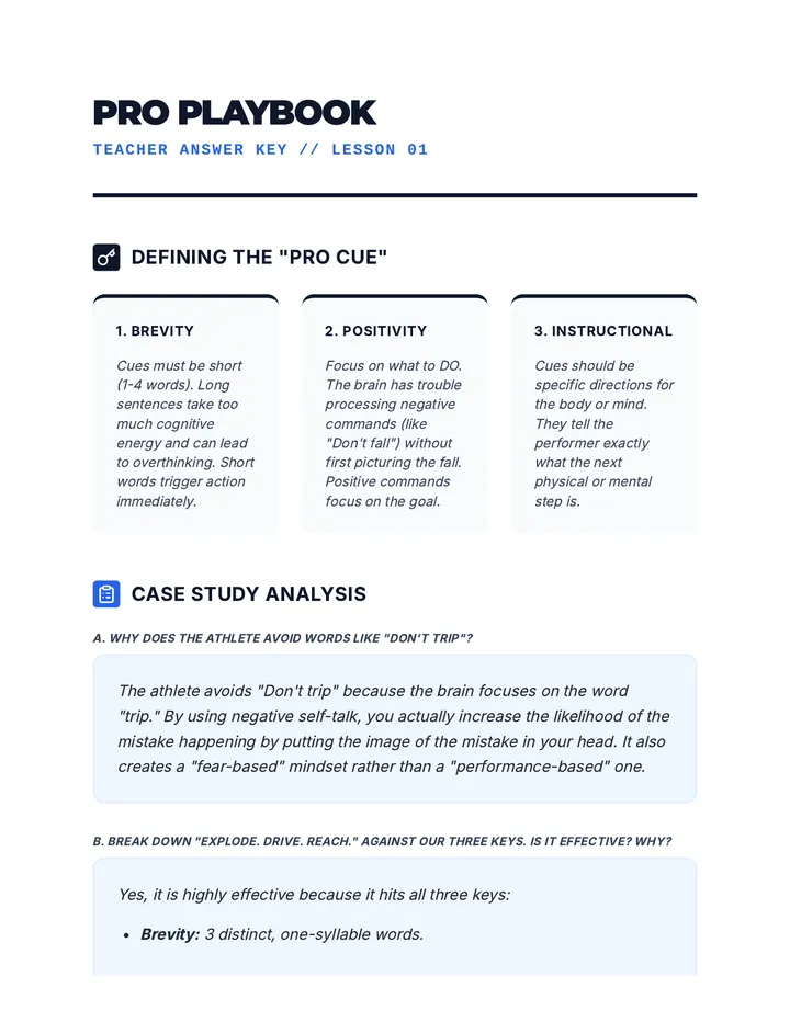 Pro Playbook Answer Key