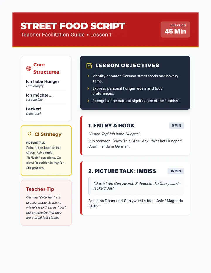 Street Food Script Teacher Guide