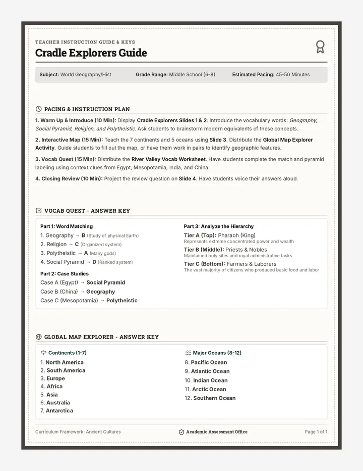 Cradle Explorers Teacher Guide