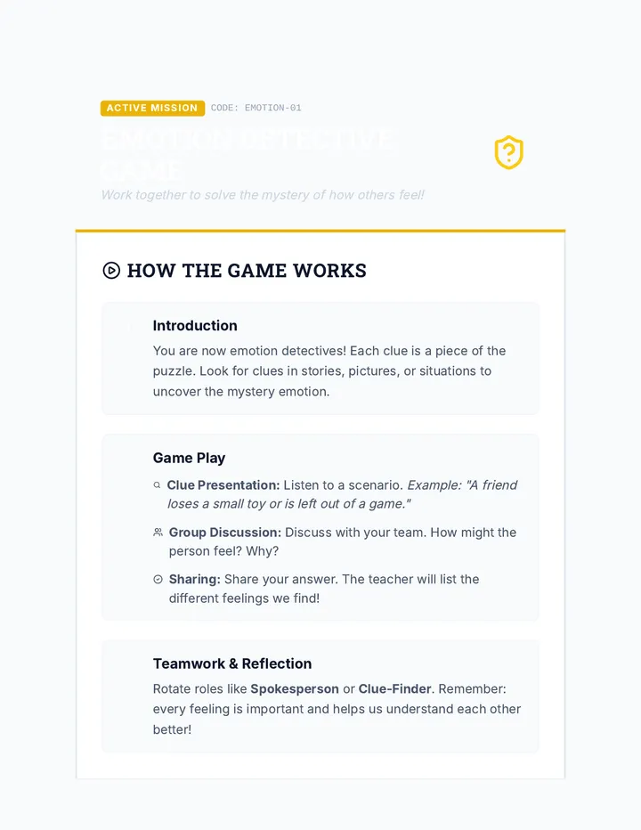Emotion Detective Game Overview
