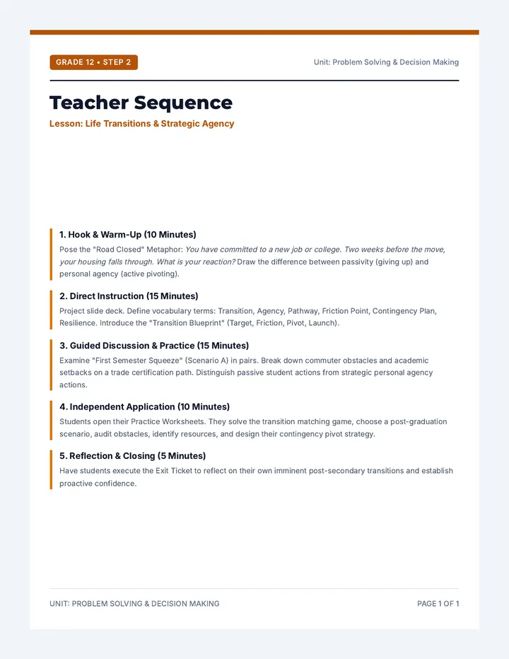 Grade 12 Teacher Sequence