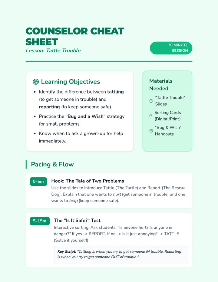 Counselor Cheat Sheet