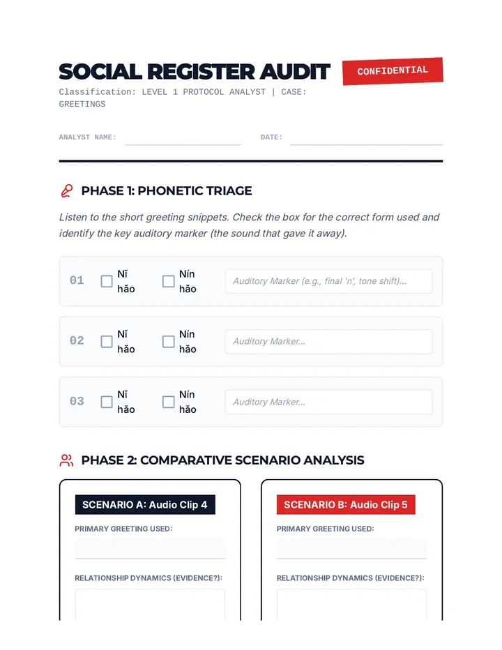 Social Register Audit Worksheet
