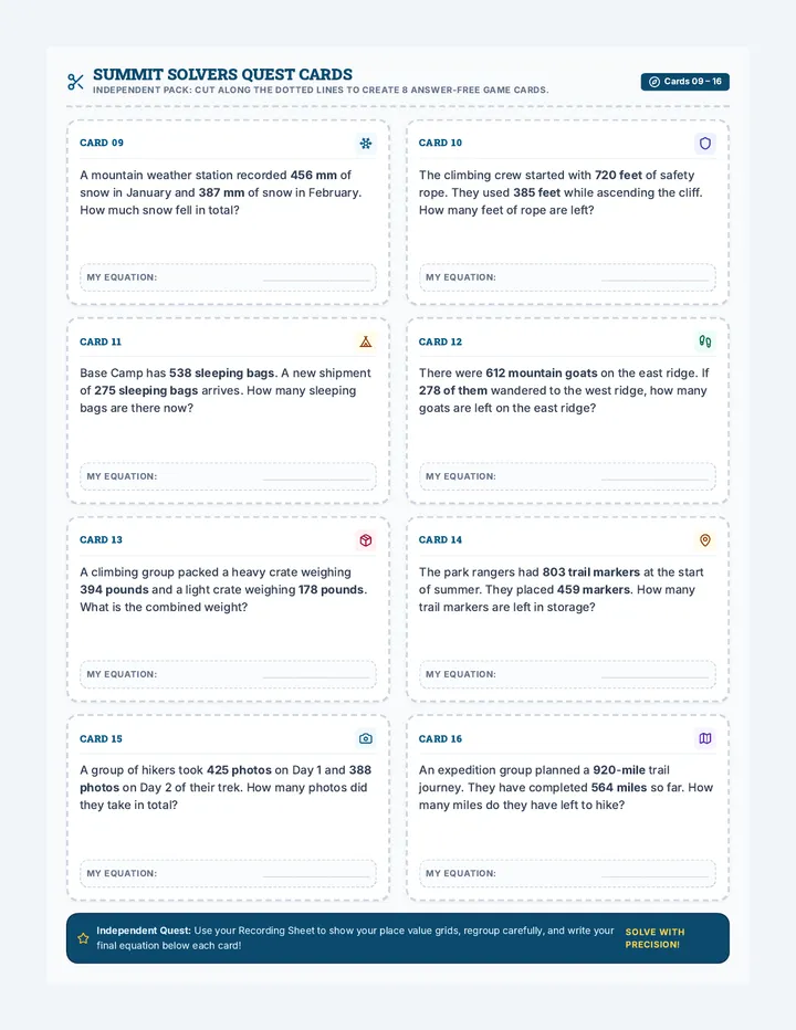 Summit Solvers Quest Cards page 1