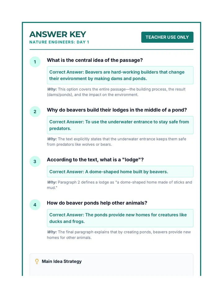 Beaver Builders Answer Key