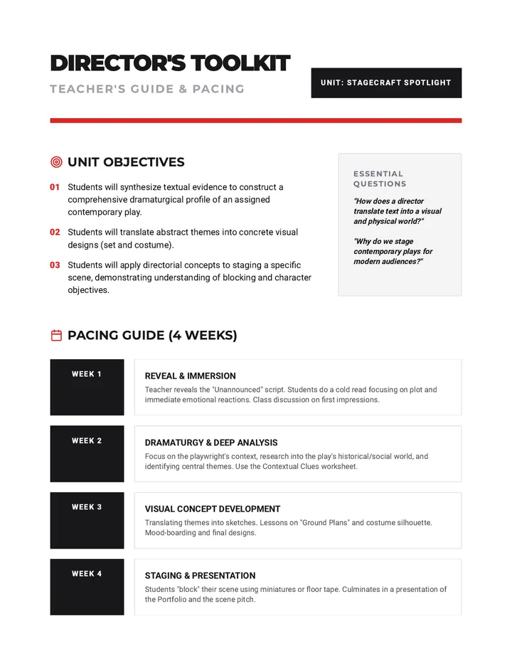 Stagecraft Spotlight Teacher Guide