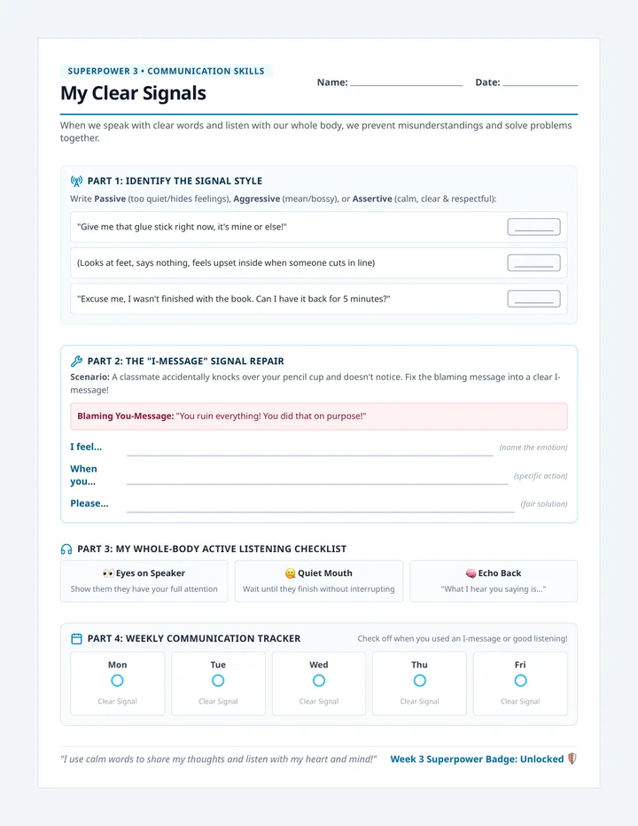 Clear Signals Workbook Page
