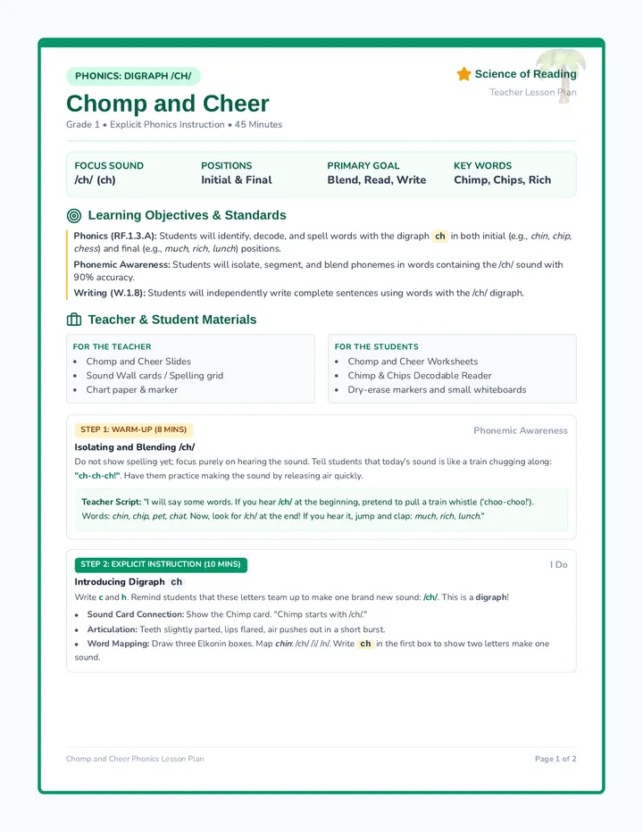 Chomp and Cheer Teacher Guide