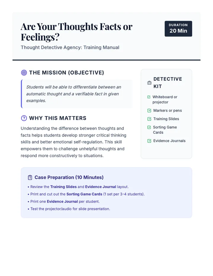 Thought Detective Lesson Plan