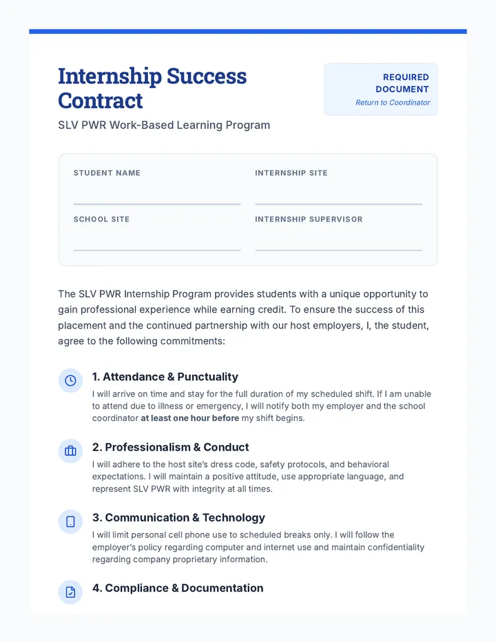 Internship Success Contract Document