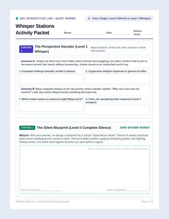 Whisper Stations Activity Packet