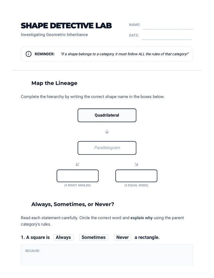 Shape Detective Worksheet