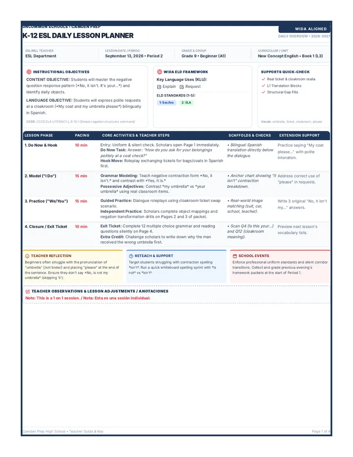 Sorry Sir Teacher Guide & Key