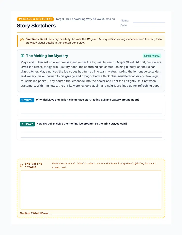 Story Sketchers Worksheet