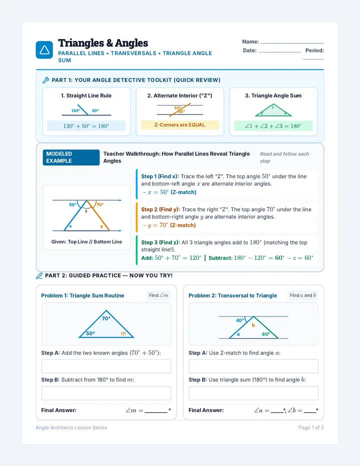 Triangle Detectives Worksheet
