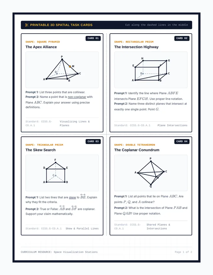 Dimensional Detectives Task Cards