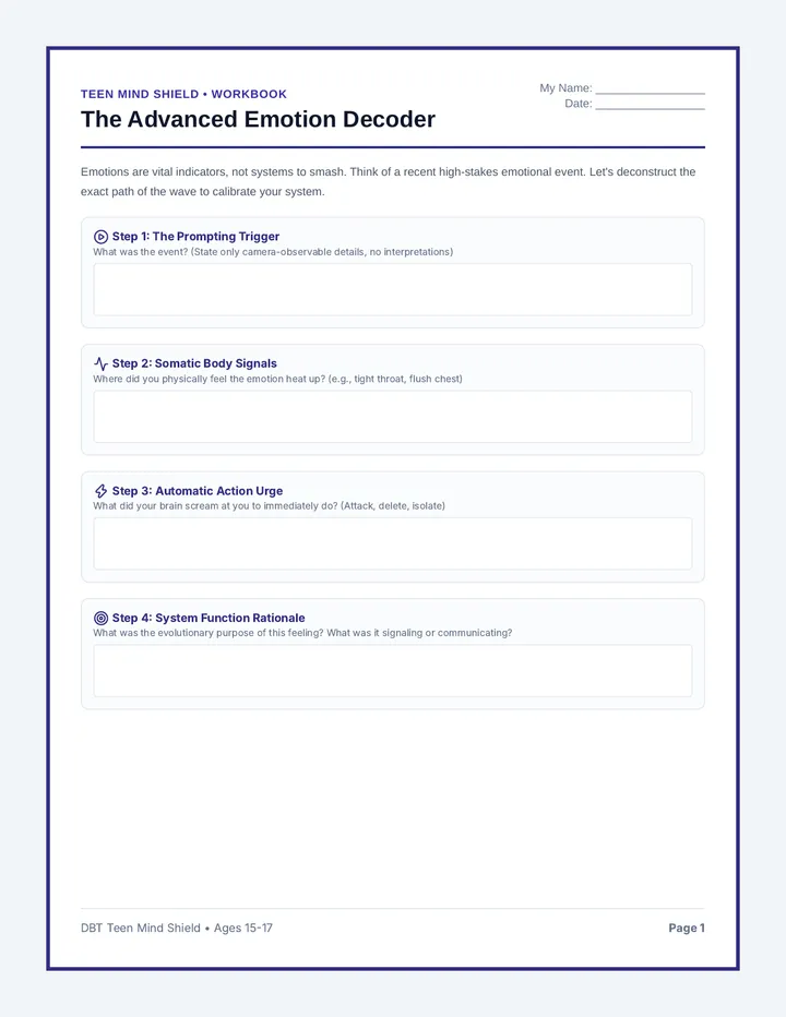 Teen Emotion Regulation Student Workbook