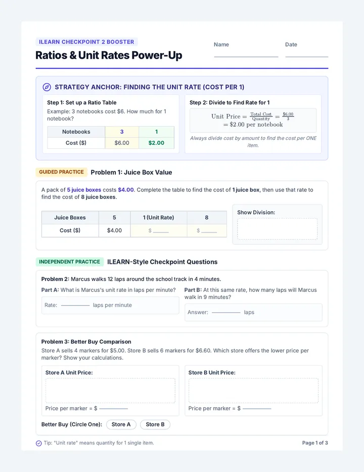 Checkpoint Booster Skills Packet