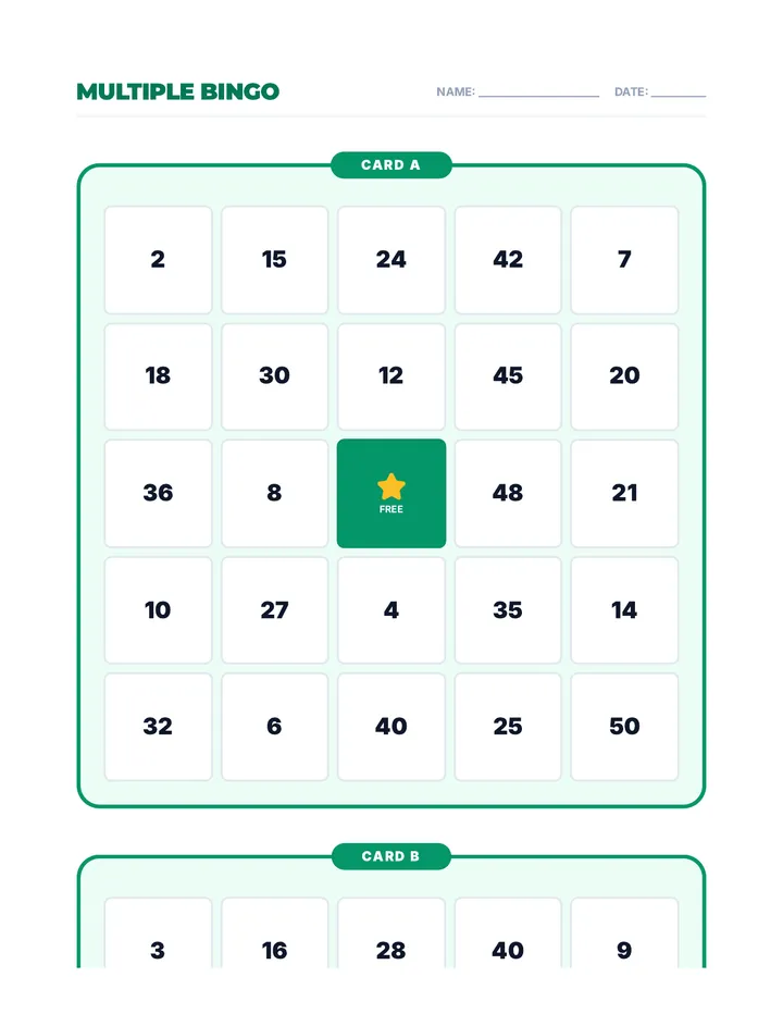 Multiple Bingo Cards