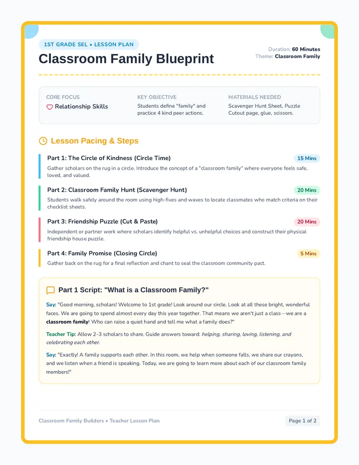 Classroom Family Blueprint Teacher Guide