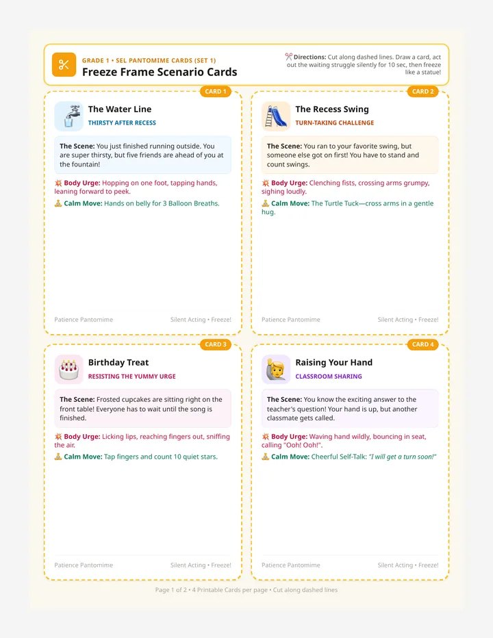 Pantomime Scenario Cards