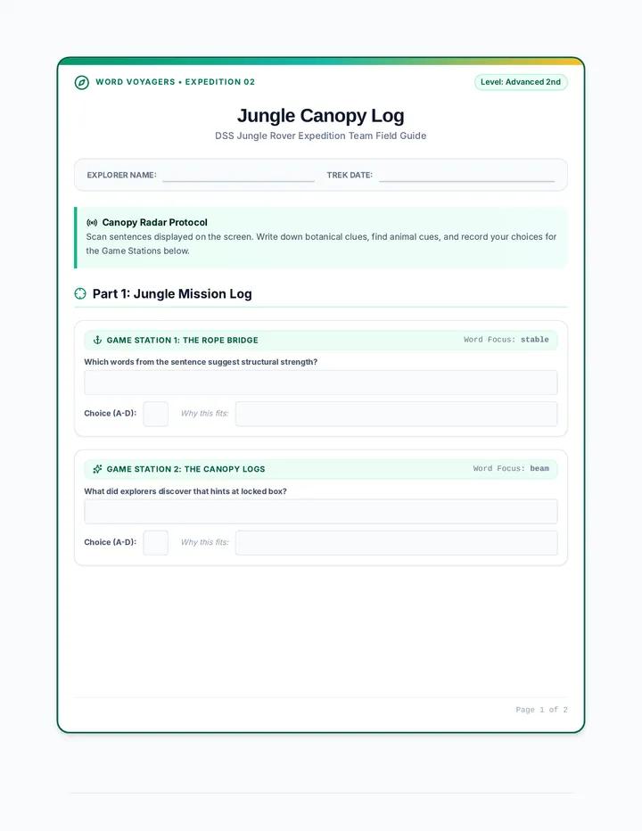 Jungle Canopy Adventure Log