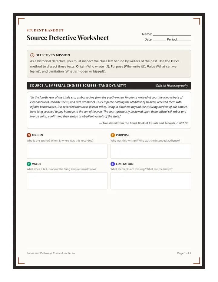 Source Detective Worksheet