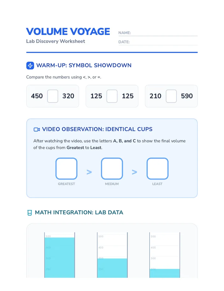 Volume Voyage Worksheet