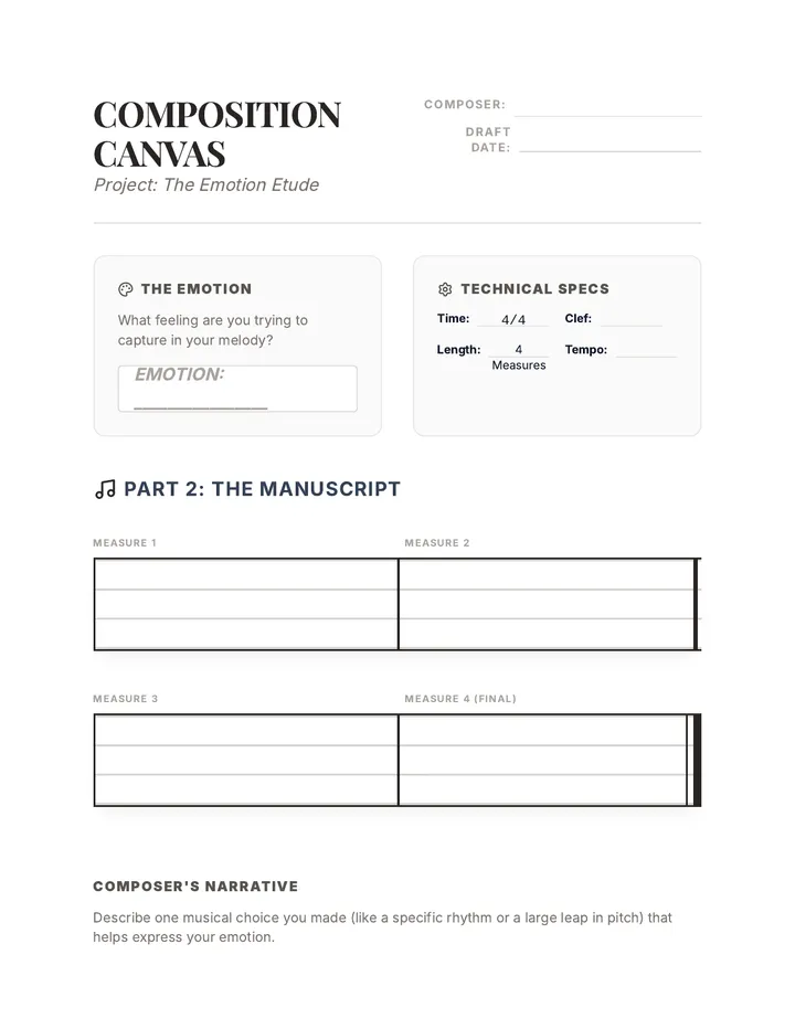 Composition Canvas Worksheet