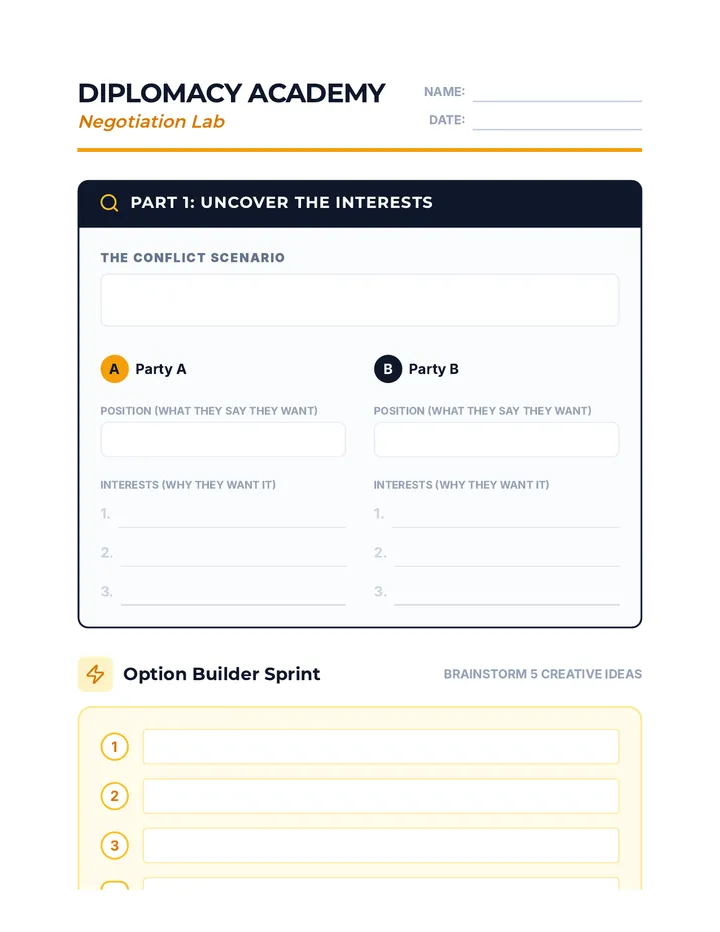 Negotiation Checklist and Agreement Form