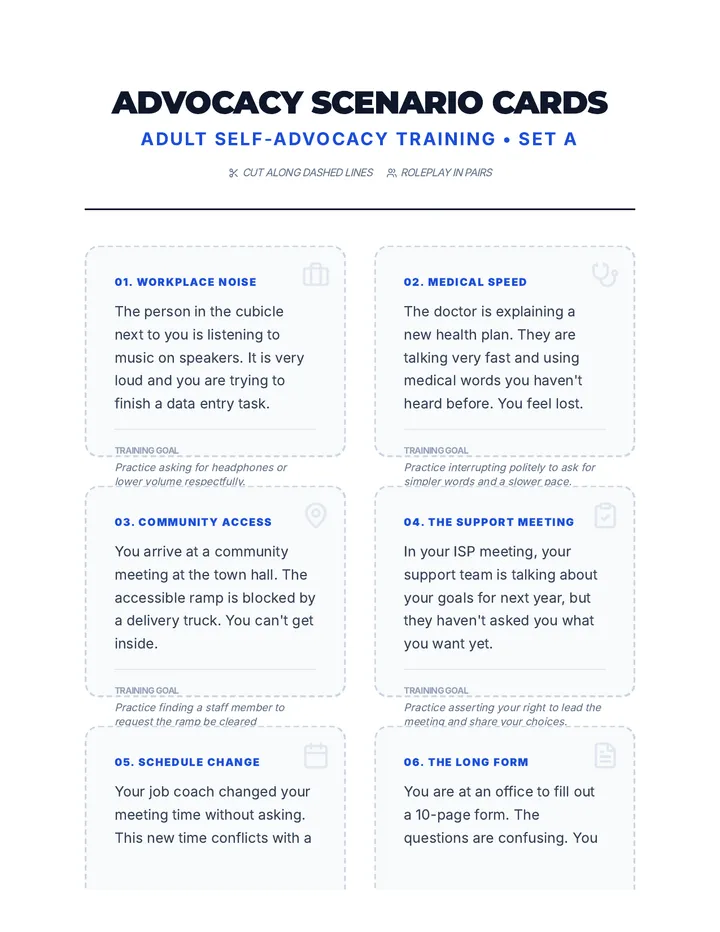 Adult Advocacy Scenario Cards