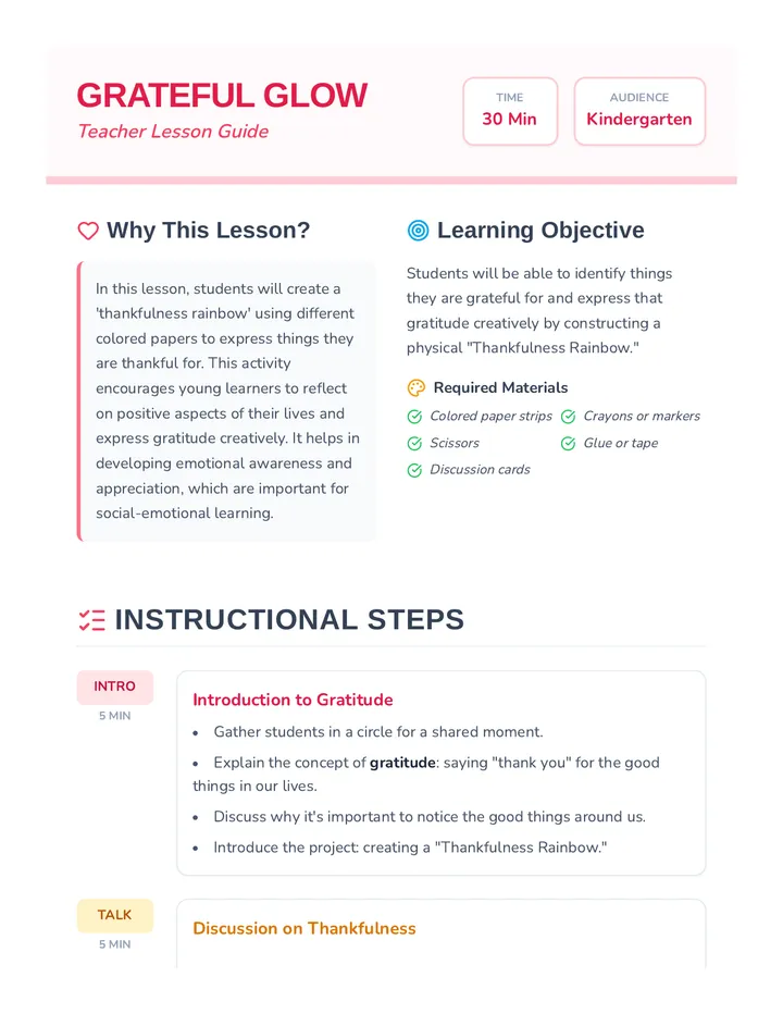 Grateful Glow Teacher Guide
