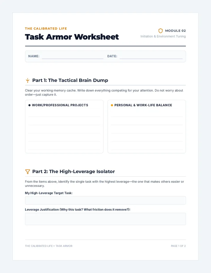Task Armor Worksheet