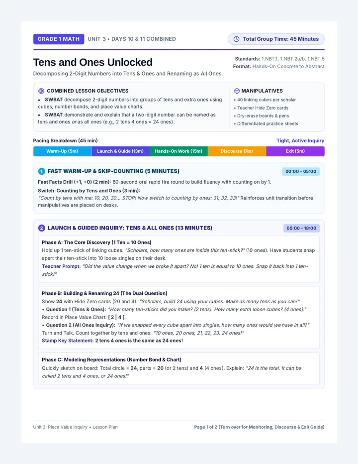 Tens and Ones Lesson Plan