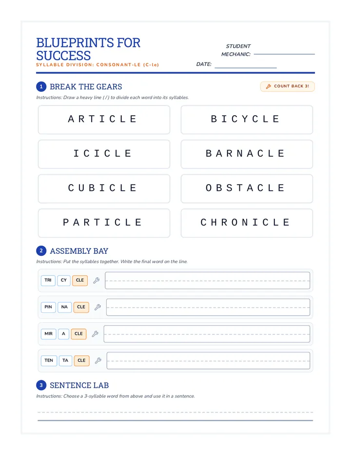 Blueprints for Success Worksheet