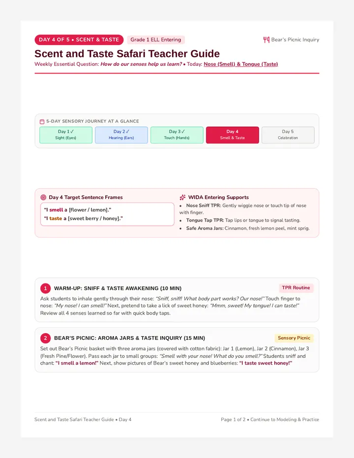 Scent and Taste Safari Teacher Guide