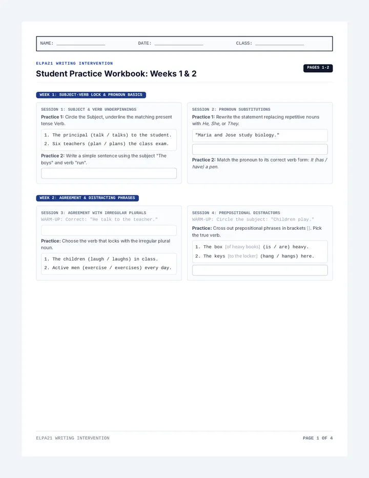 Student Intervention Workbook