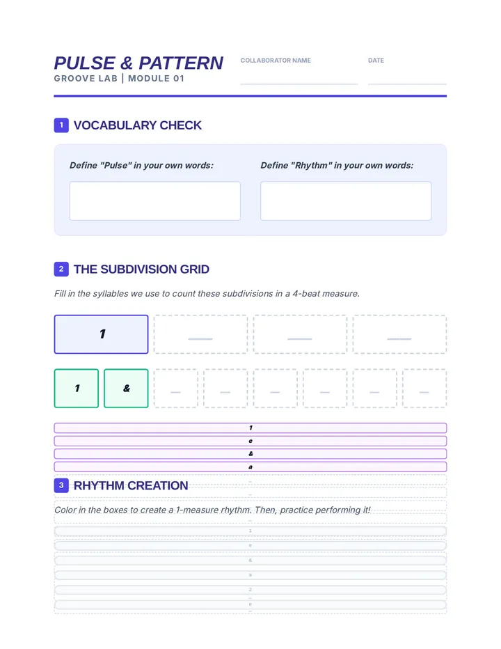 Pulse and Pattern Worksheet