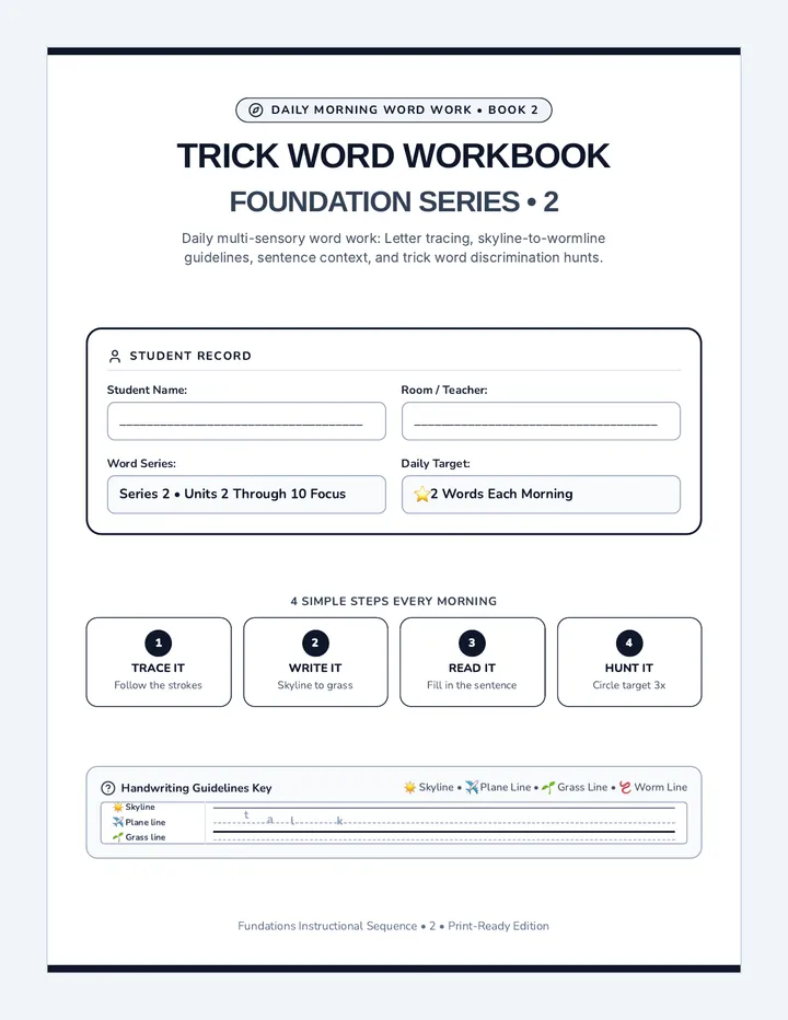 Level 2 Trick Words Workbook