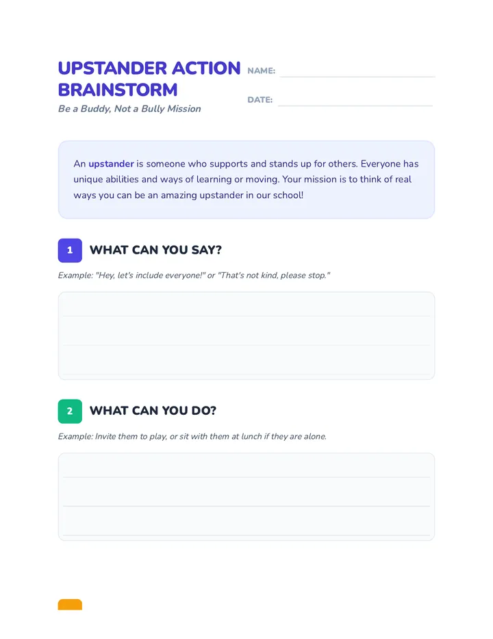 Upstander Action Worksheet