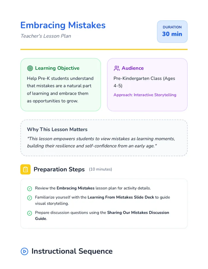 Embracing Mistakes Lesson Plan