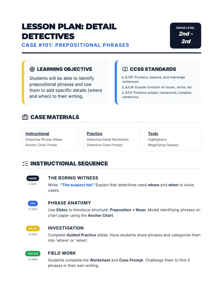 Detective Lesson Plan