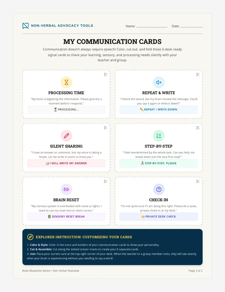 Communication Toolcards Worksheet