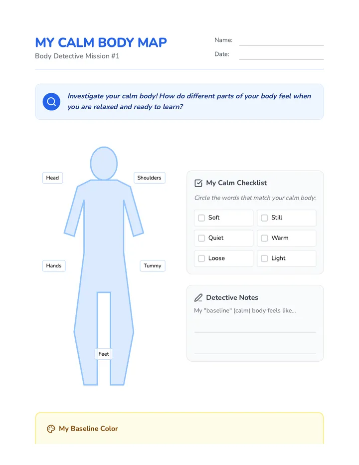 Calm Body Worksheet