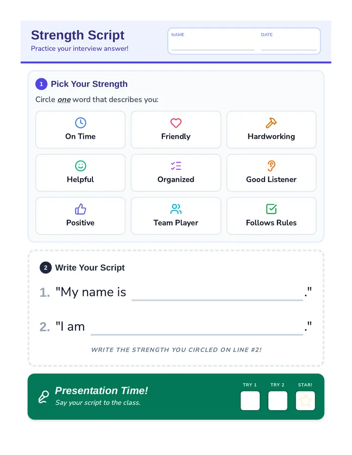 Strength Script Worksheet Plus Plus