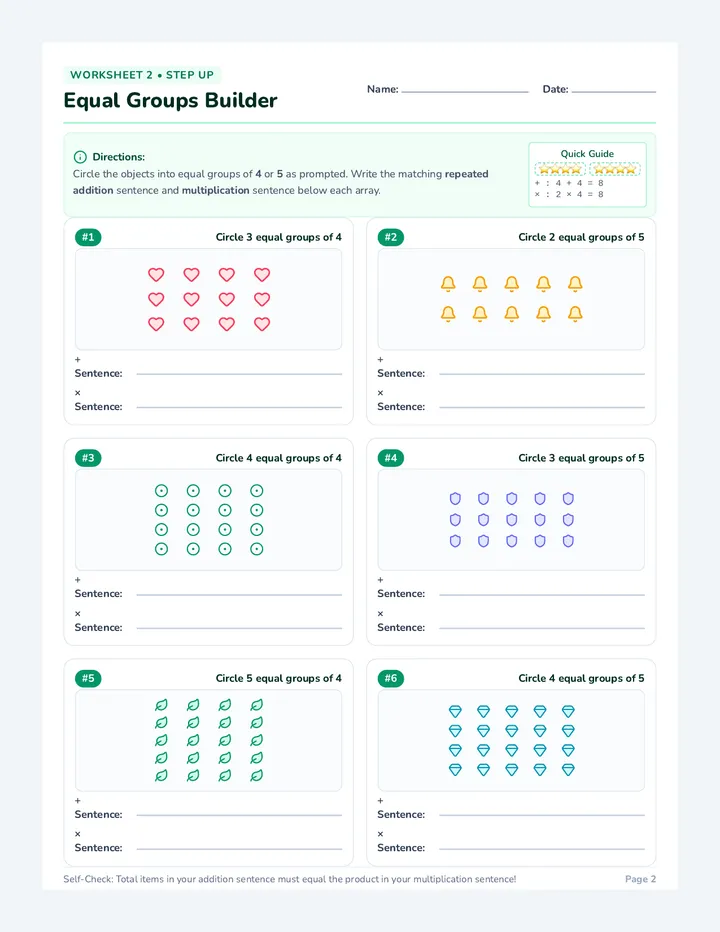 Equal Groups Builder Worksheet