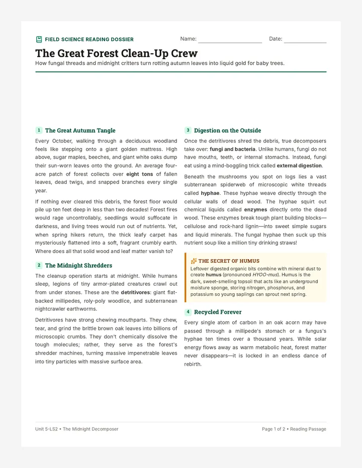 Forest Recyclers Reading Guide