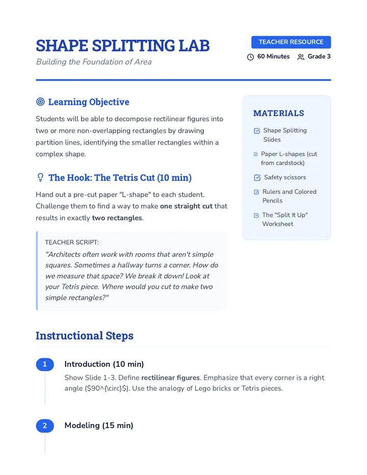 Shape Splitting Teacher Guide