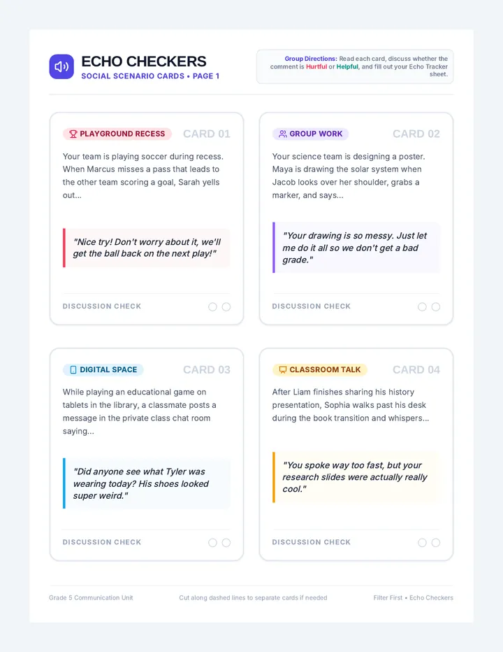 Echo Checkers Cards page 1