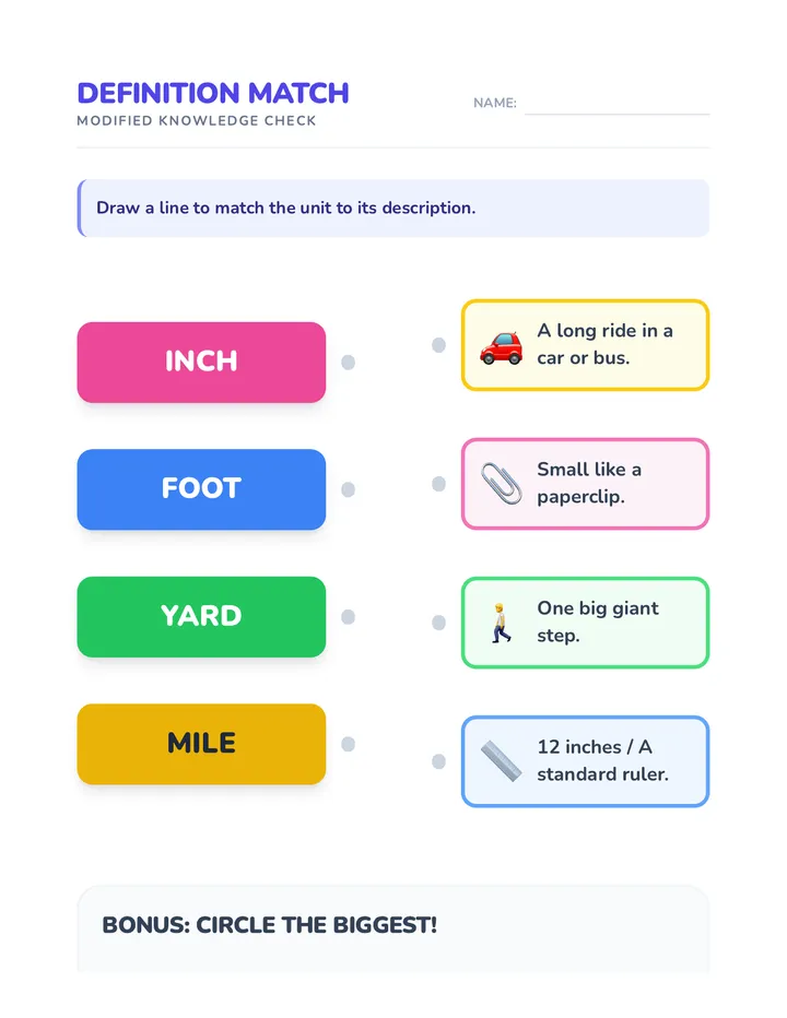 Definition Match Worksheet